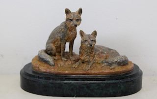 NEWMARK, Marilyn. Bronze Sculpture "Two Foxes".
