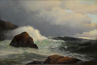 SHEPPARD, Warren. Oil on Canvas. Crashing Waves.