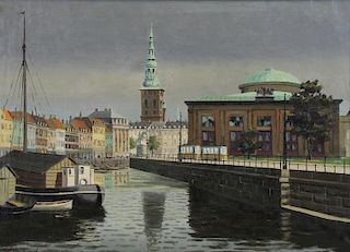 LINDVED, K. Oil on Canvas. European Canal.