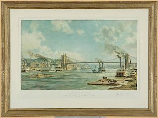 John Stobart (English, b. 1929), Signed Print, <i>The Queen City of the West in 1876</i>