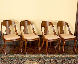 Set of Four Classical Revival Walnut chairs 