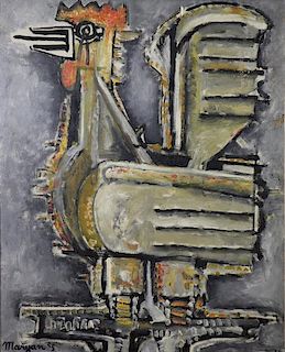 MARYAN, Pinchas. Oil on Canvas. Rooster 1953.