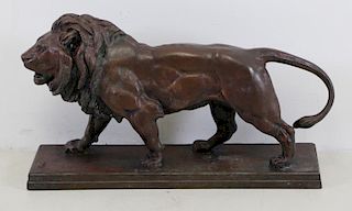 BARYE. Patinated Bronze "Lion Qui Marche".