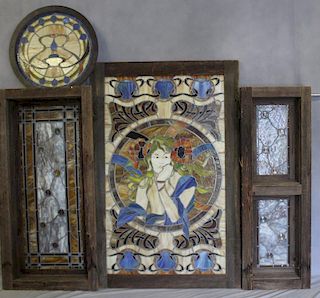 Lot of Antique Stained Glass Windows