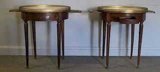 Pair of 1 Drawer Marble Top Builloitte Tables.