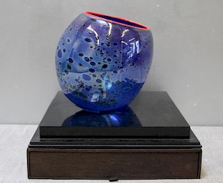 CHIHULY, Dale. 1994 Cobalt Blue Basket With