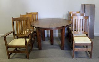 STICKLEY. Oak Dining Set Including Table & 6 Chair