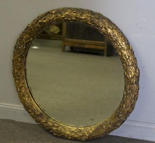 Antique Continental giltwood Wreath Form Mirror