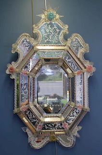 Venetian Glass Roccocco Style Mirror.