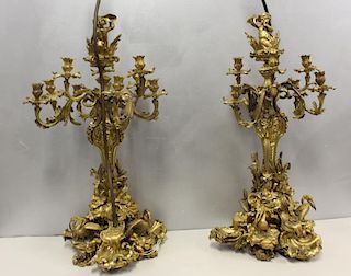 Magnificent & large Pair Of Dore Bronze Candlebra