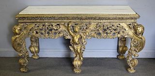 Antique Continental Highly Carved Marbletop