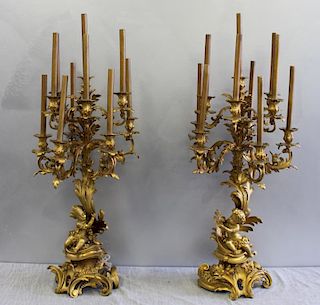 Pair of Fine Quality and Large Dore Bronze