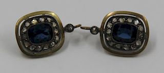 JEWELRY. Antique Diamond and Sapphire Earrings.