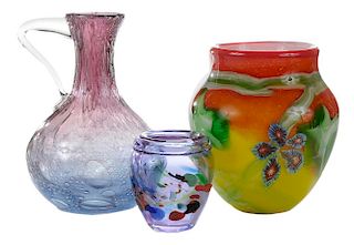 Three Pieces Art Glass by Fostoria,