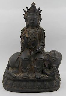 Seated Bronze Deity on Elephant.