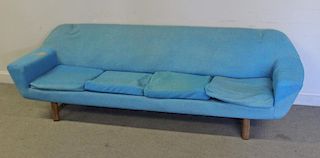 Midcentury Blue Upholstered Dux Sofa.