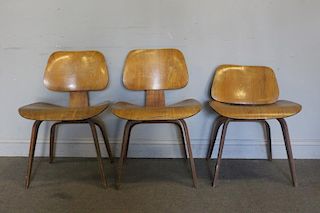 Midcentury Set of 3 Eames Molded Side Chairs.
