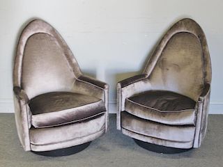 Midcentury Pair of Milo Baughman Swivel Chairs.
