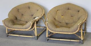 Pair of Unusual Midcentury Bamboo Lounge Chairs.