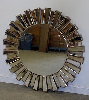 Large Midcentury Style Sunburst Mirror.