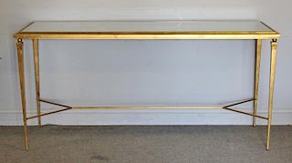 Modern Decorator Gilt and Mirrored Top Console.