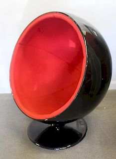 Eero Aarnio Style Black Shell Ball Chair.