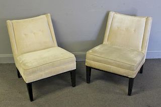 Midcentury Pair of Dunbar Style Slipper Chairs.