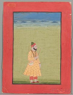 Miniature Portrait of a Mughal Ruler 莫卧儿王朝统治者的画像，高11.25英寸,宽8.25英寸