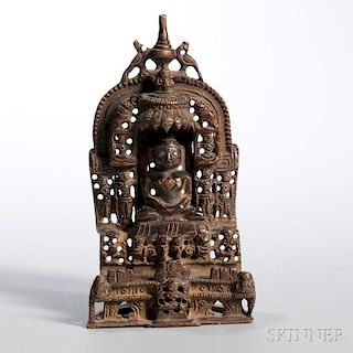 Bronze Jain Shrine 铜制耆那教神殿，高7.75英寸，印度