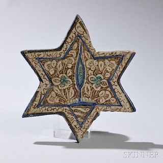 Star-shaped Luster and Cobalt Blue Tile 六角形钴蓝盘，高6.875英寸，波斯