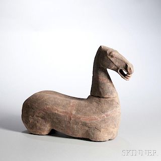 Pottery Legless Horse 无腿陶马，长17英寸，中国汉代