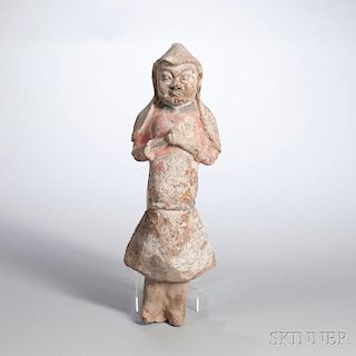 Pottery Figure of a Soldier 灰陶兵马俑，高16英寸，或中国汉代