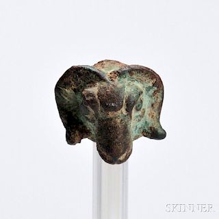 Miniature Bronze Archaic Ram Head 青铜羊头，高0.875英寸，或中国西汉