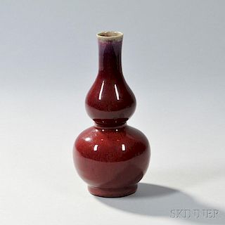 Flambe Double-gourd Vase 红釉葫芦形花瓶，高9英寸，18/19世纪,中国