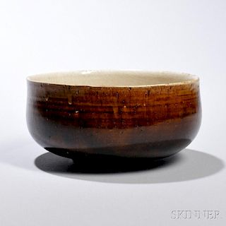 Glazed Stoneware Bowl 焦糖色挂厚釉陶碗，直径6.25英寸，中国唐代