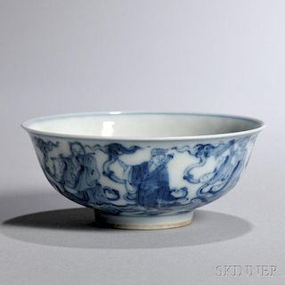 Small Blue and White Bowl 八仙过海青花小碗，高1.75英寸，直径4.25英寸,19/20世纪,中国