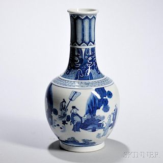 Blue and White Vase 访贤图青花赏瓶，高12.75英寸，19/20世纪,中国