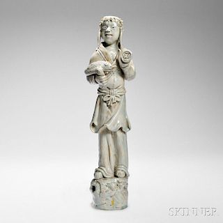 Qingbai Figure of Liu Hai 青瓷刘海戏金蟾造像，高13英寸，中国