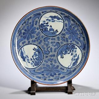 Export Blue and White Export Charger 出口蓝白釉大盘，直径23英寸，18/19世纪,日本