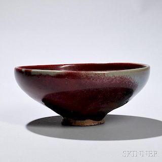 Flambe-glazed Bowl 钧窑铁红釉碗,高3英寸,直径7.25英寸,中国