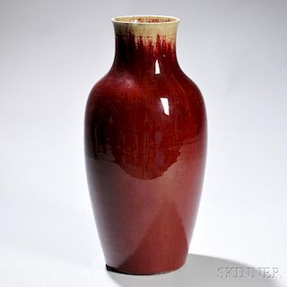 Tall Flambe Vase 铁红釉象腿瓶,高17英寸,中国