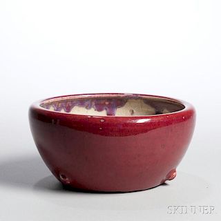 Large Flambe-glazed Bowl 铁红釉碗,高4英寸,直径8.625英寸,20世纪,中国