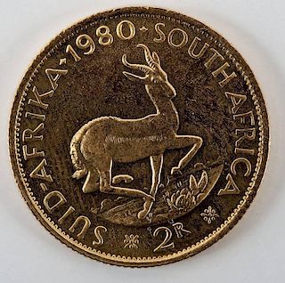 1980 South Africa 2 Rand Gold Coin