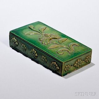 Green-glazed Ceramic Tile 绿釉瓷砖,高1.875英寸,长8.25英寸,深4英寸,中国