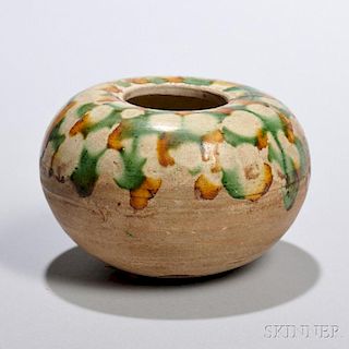 Sancai-glazed Coupe 三彩瓷罐,高2.75英寸,中国唐代