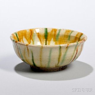 Sancai Streaked Bowl 三彩斑点碗，直径4.5英寸，中国