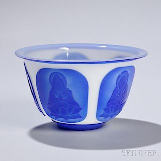 Peking Glass Overlaid Bowl 北京开光雕佛像玻璃碗，高3.75英寸，19/20世纪,中国