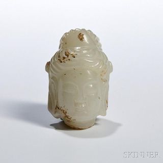 Jade Guanyin Head 玉观音头像,高2.25英寸,中国