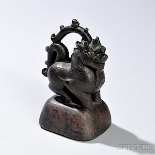 Bronze Mat Weight 铜制狮形砝码，高6.5英寸，20世纪,中国