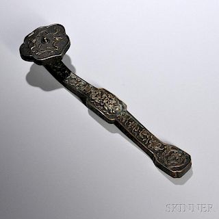Bronze Ruyi   Scepter 铜制如意，长12.5英寸，20世纪,中国